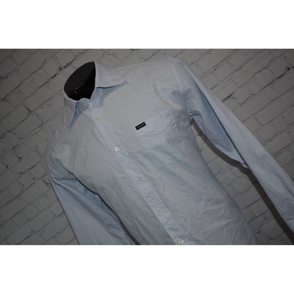 Faonnable Button Down Mens Large Light Blue Gingh… - image 3